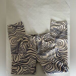 Zara off white jeans with purple Swirl Print